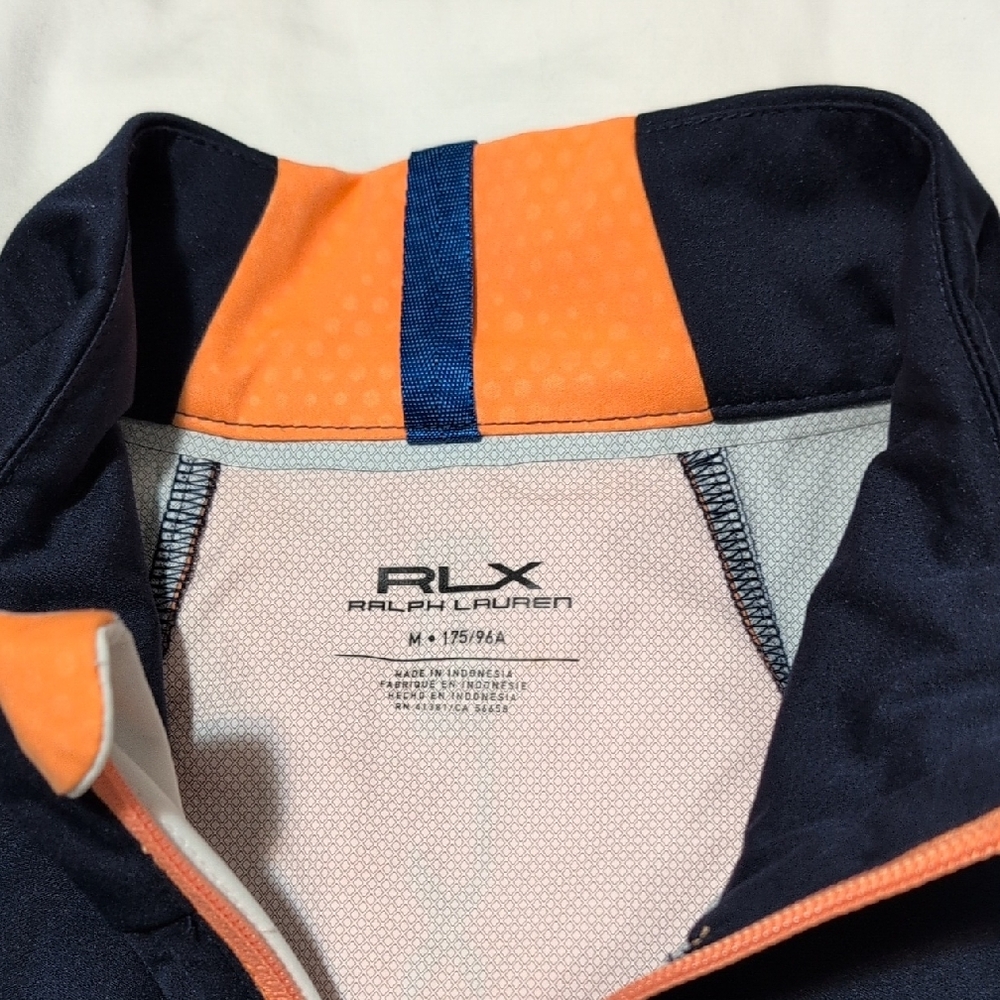 Navy and White Windbreaker with High Collar and Color-Blocked Design - Picture 4 of 16